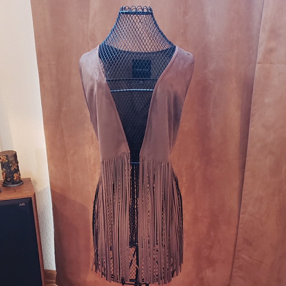 BOHO faux leather vest with fringe